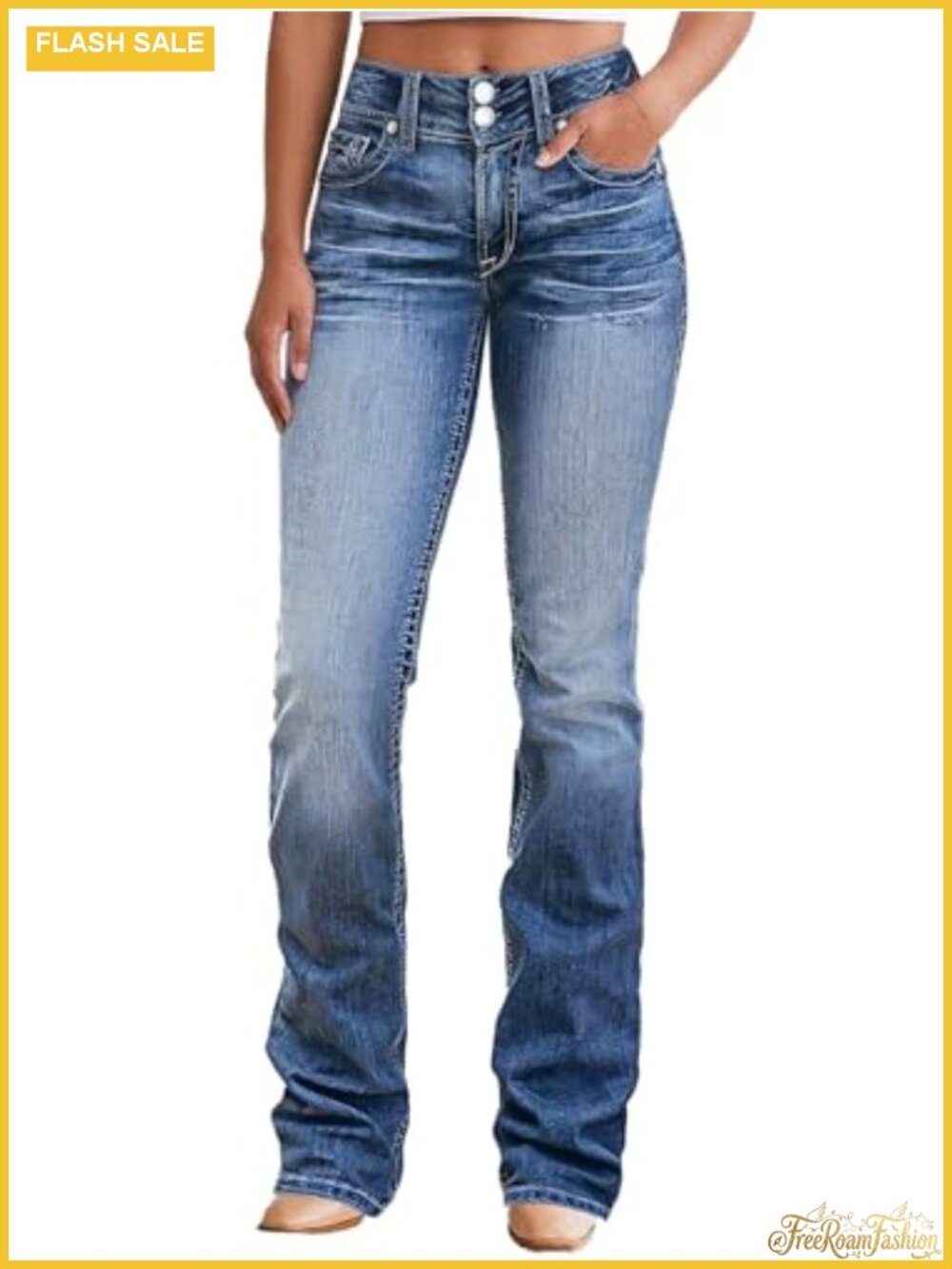 High Waist Bootcut Jeans Women Flare Denim Pants Stretch